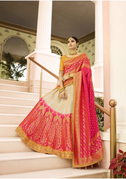 Pink with White Color Designer Jacquard Lehenga Choli 